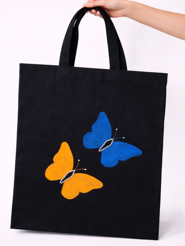 The Sapphire & Gold Flutter Artistic Tote Bag