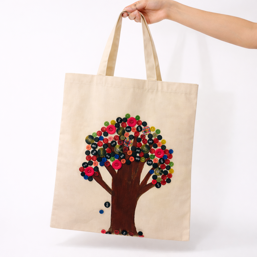 The Button Blossom Tree Mixed-Media Tote